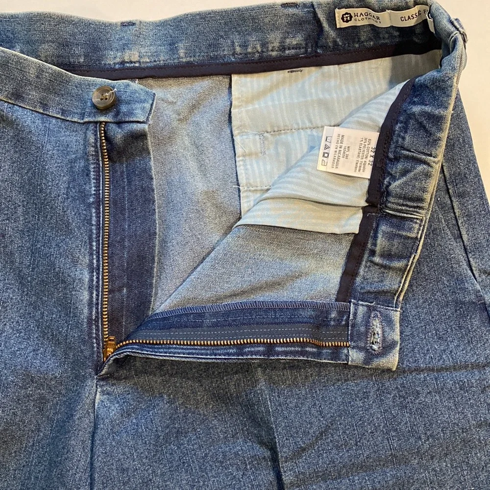 Haggar SZ 44 x 32 Denim Blue Jeans Classic Fit  Stretch Denim New D15 - Picture 6 of 13